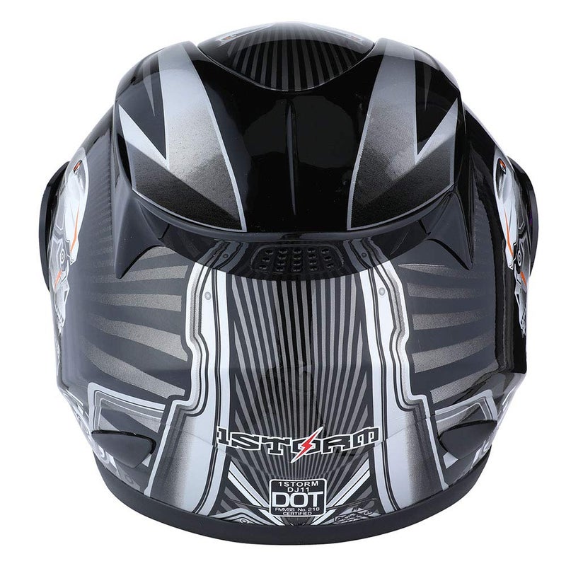 1Storm Motorcycle Bike Full FACE Helmet Mechanic Skull - Tinted Visor Black - Image 5